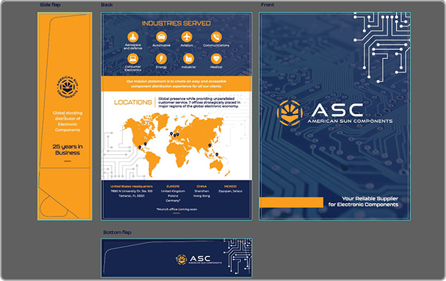 Folder Design for Trade Show Experience to hold business card, flyer, brochure, etc.